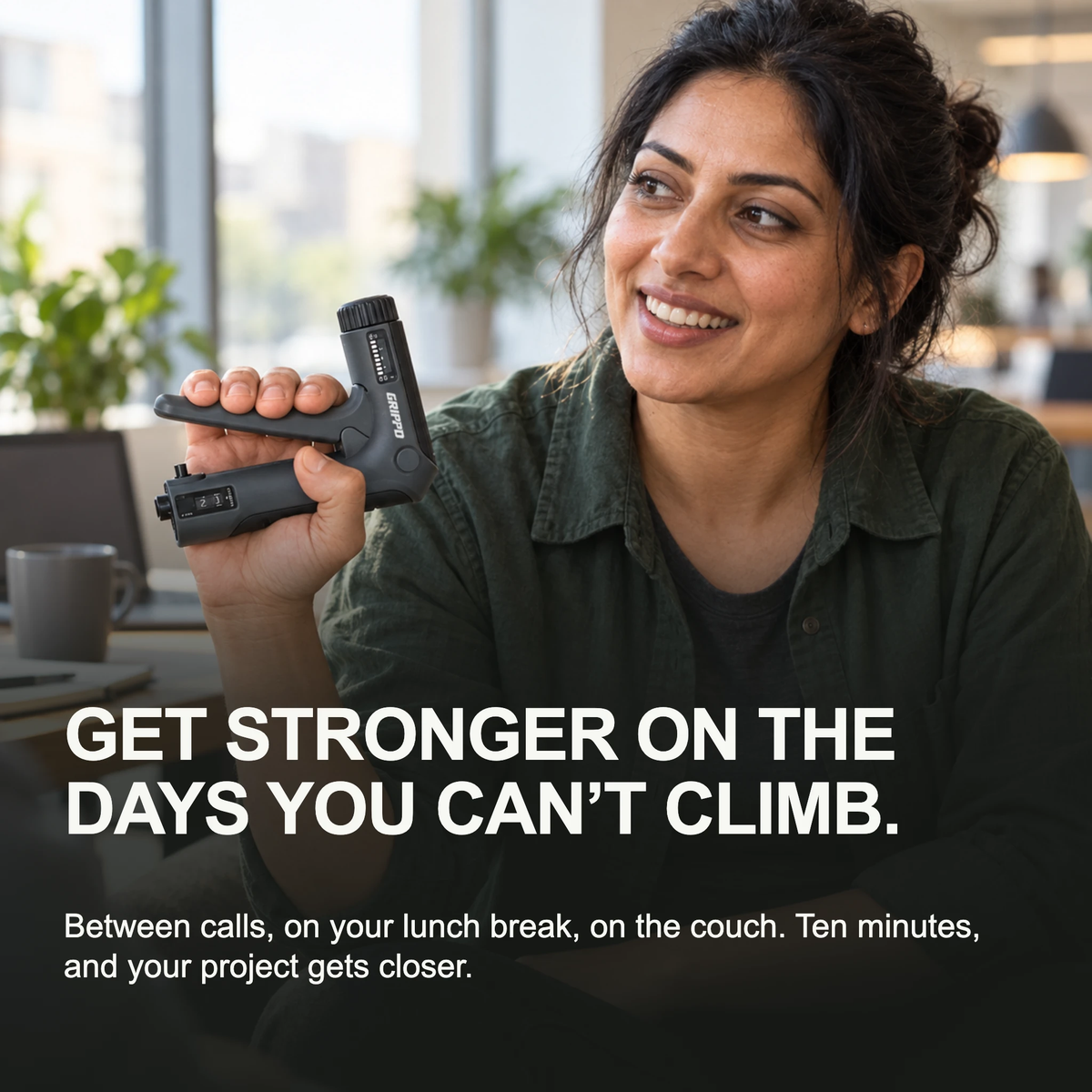 GRIPPD Send Pro used at a desk on a rest day