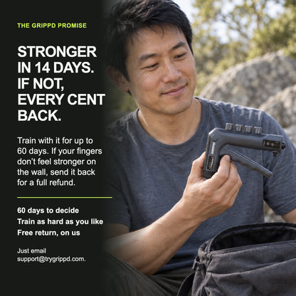 GRIPPD Send Pro: stronger in 14 days, 60 day money back guarantee